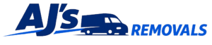AJ’s Removals company logo with moving van graphic