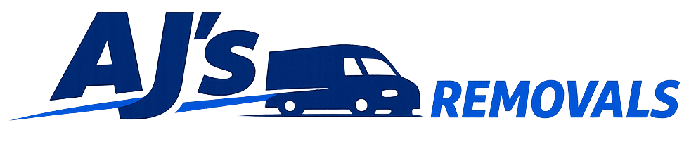 AJ’s Removals company logo with moving van graphic